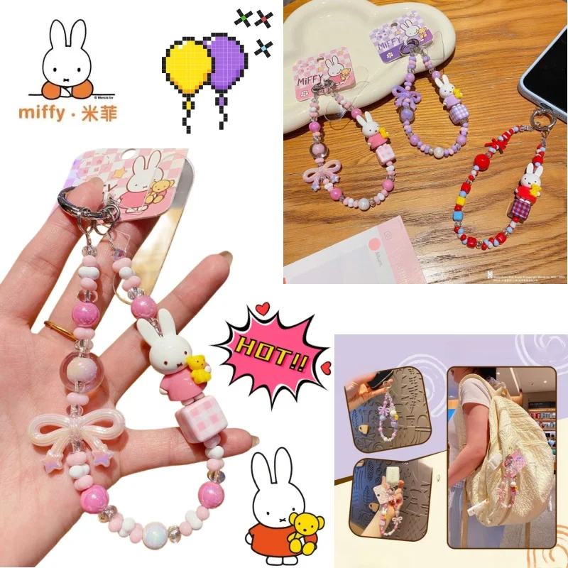 

Miffy Anime Cartoon Super Cute Rabbit Plush Toy Pendant Doll Backpack Pendant Small Accessories Cute Beaded Keychain