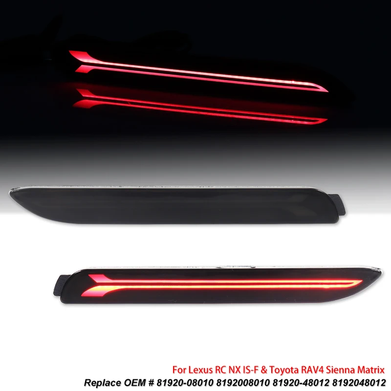 2PCS Car LED Rear Bumper Reflector Brake Lights Lamp for Lexus IS-F GX470 RX300 for Toyota/Camry/RAV4/Sienna/Venza/Reiz/Innova