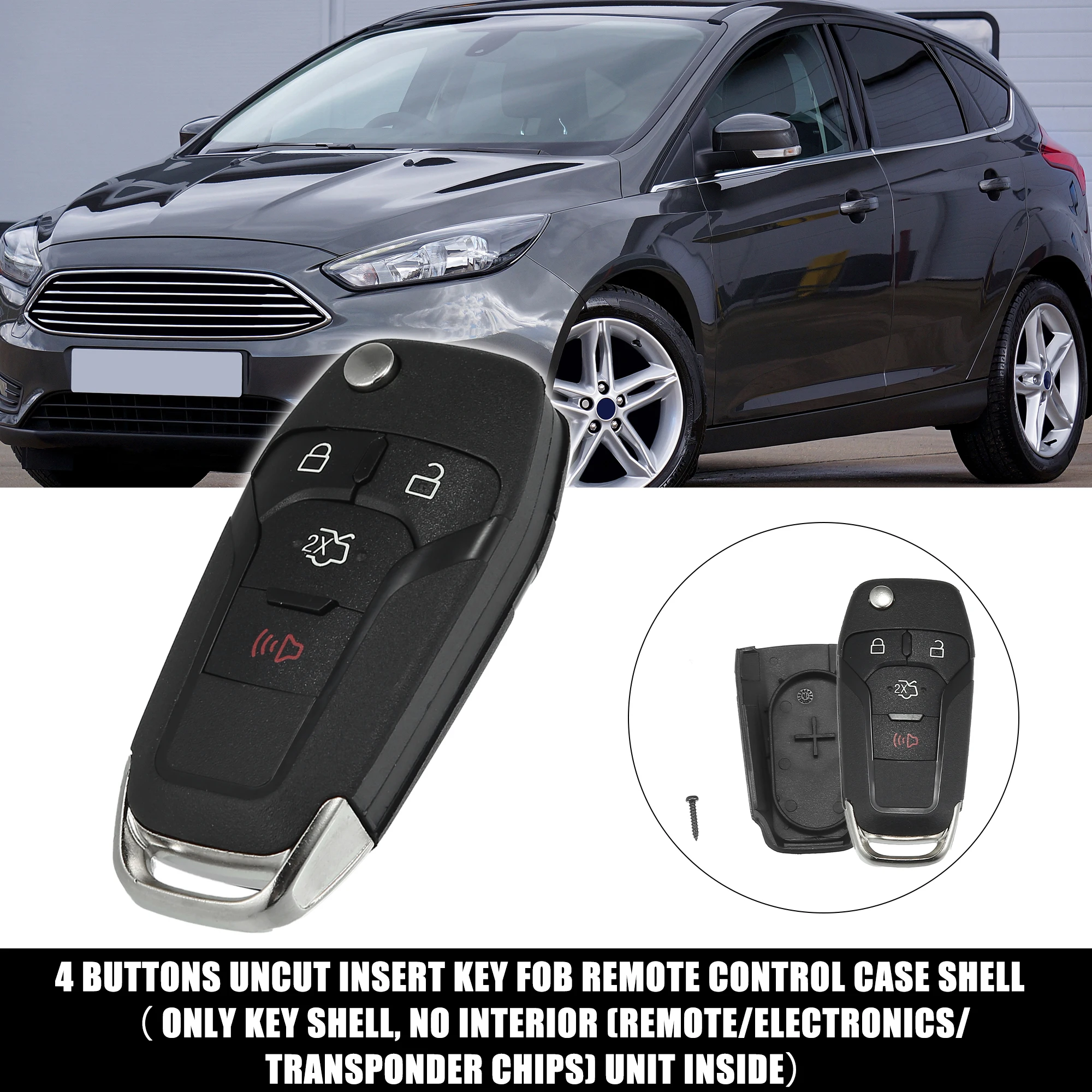 X Autohaux Car Remote Key Fob Flip Folding Case Shell Cover Tools N5F-A08TAA/164-R7986 for Ford Fusion Explorer Edge 2013-2018