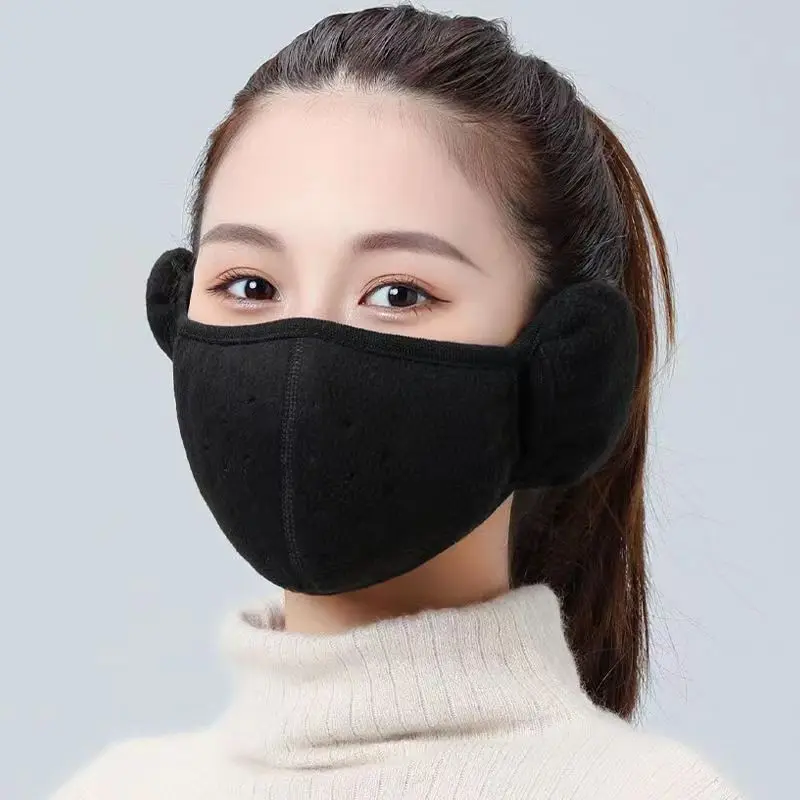 Winter Warm Earmuffs Face Mask Soft Comfortable Fleece Ear Muffs Breathable Outdoor Cycling Skiing Mouth Ear Cover for Women Men