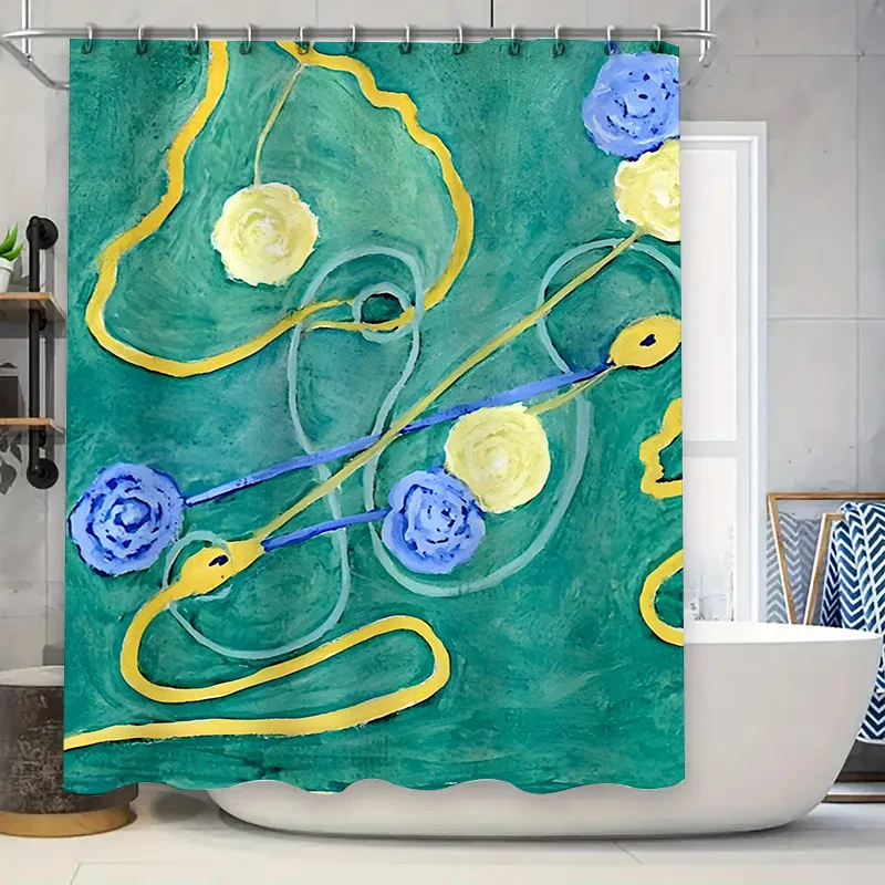 

3D Printed Bath Curtains with Sea View Pattern for Bathroom Decoration Waterproof Shower Curtain made of Polyester Fabric in Whi