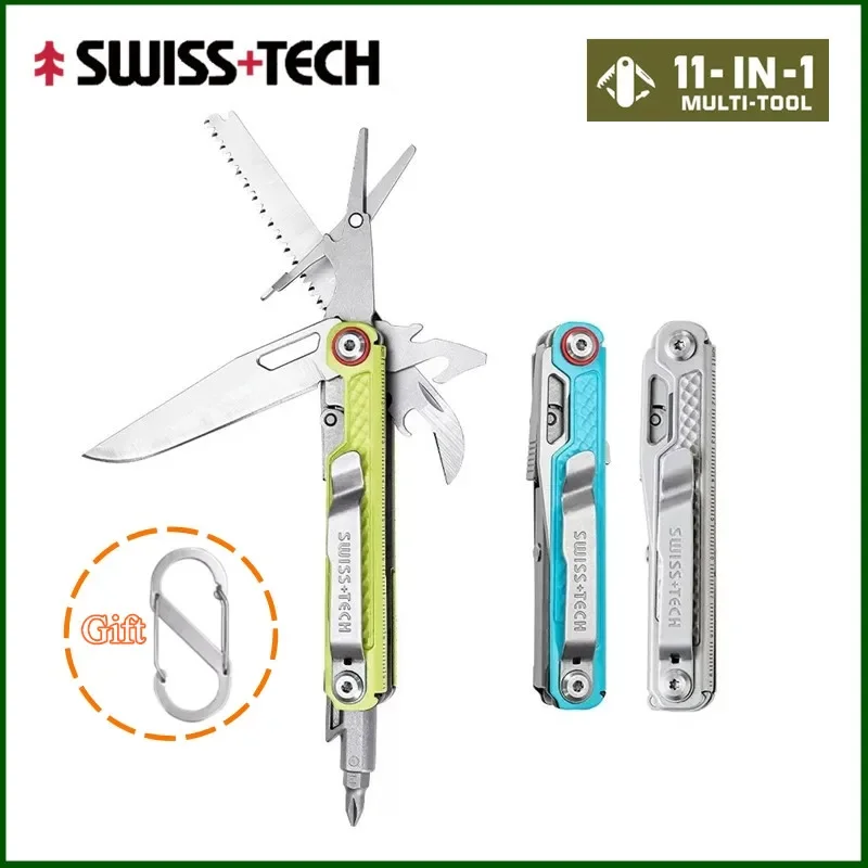SWISS TECH 11 in 1 Mini Multitool Multi-function Tools with Scissors Screwdriver EDC Outdoor Survival Hand Tool