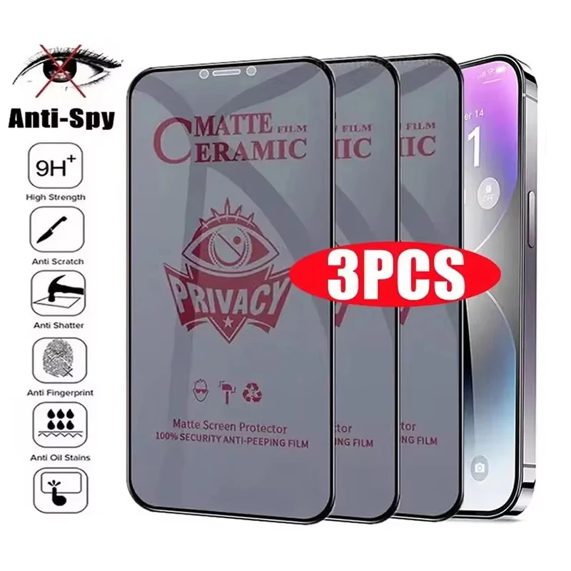 Matte Ceramic Privacy Screen Protector For Samsung A55 A54 A35 A34 A33 A25 A53 A52 A51 A15 A13 S24 Ultra S23 S22 Plus S21 S20 FE