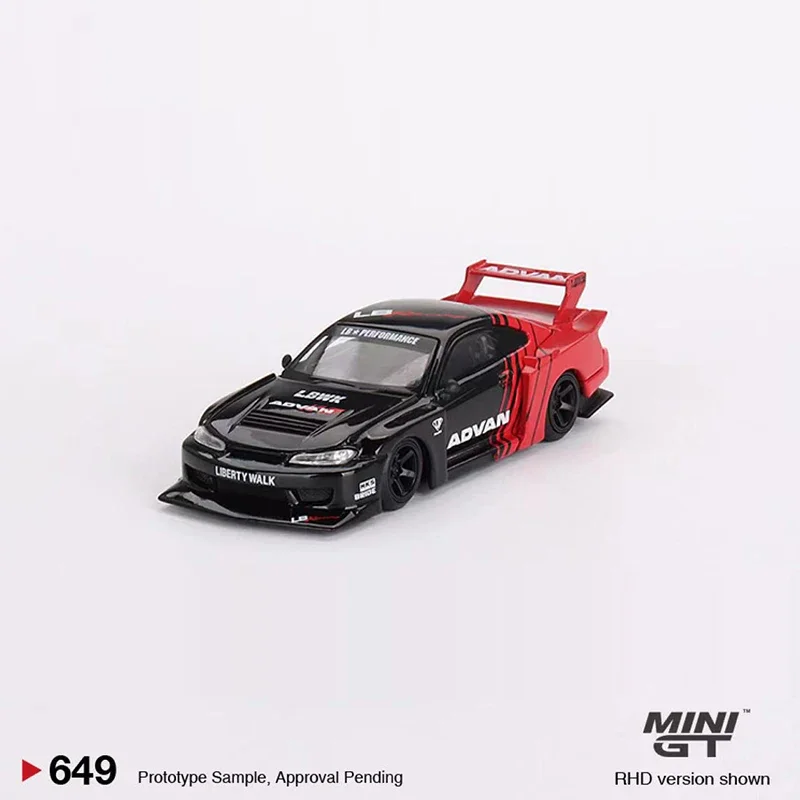 

Модель автомобиля MINIGT 1:64 S15 Silvia Super Silhouette, литой под давлением сплав, спортивный автомобиль, расширенное покрытие # 649 RHD