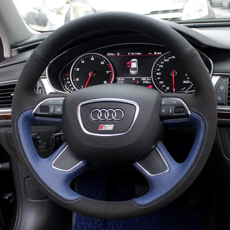 

Для Audi A6 2005-2018 A3 A4 Q3 Q5 Q7 2013-2018 автомобильные аксессуары «сделай сам», прошитая вручную, из натуральной кожи и замши