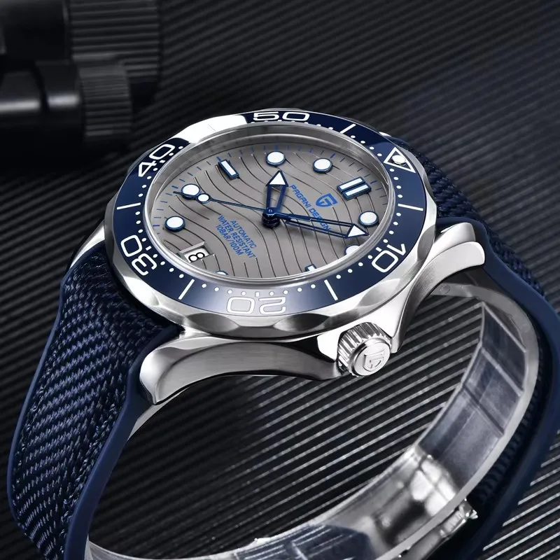 PAGANI DESIGN Mechanical Men\'s Watches Blue Gray Dial Brand 2024 New Nylon Sapphire Glass Sport Waterproof Male Clock