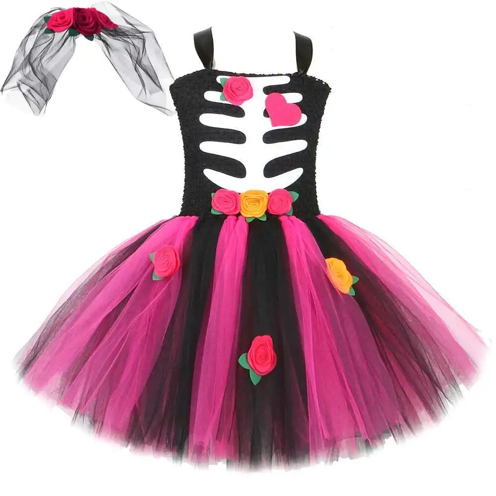 

Halloween Girl Scary Ghost Zombie Bride Dress Children Skeleton Girl Ghost Princess Dress Carnival Party Performance Costume