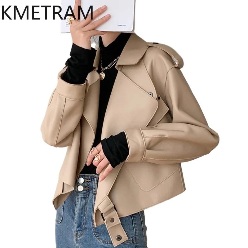 KMETRAM 100% Real Sheepskin Leather Jacket Woman Korean Style Short Coat Loose Genuine Leather Jackets Woman Clothes 2026 casaco