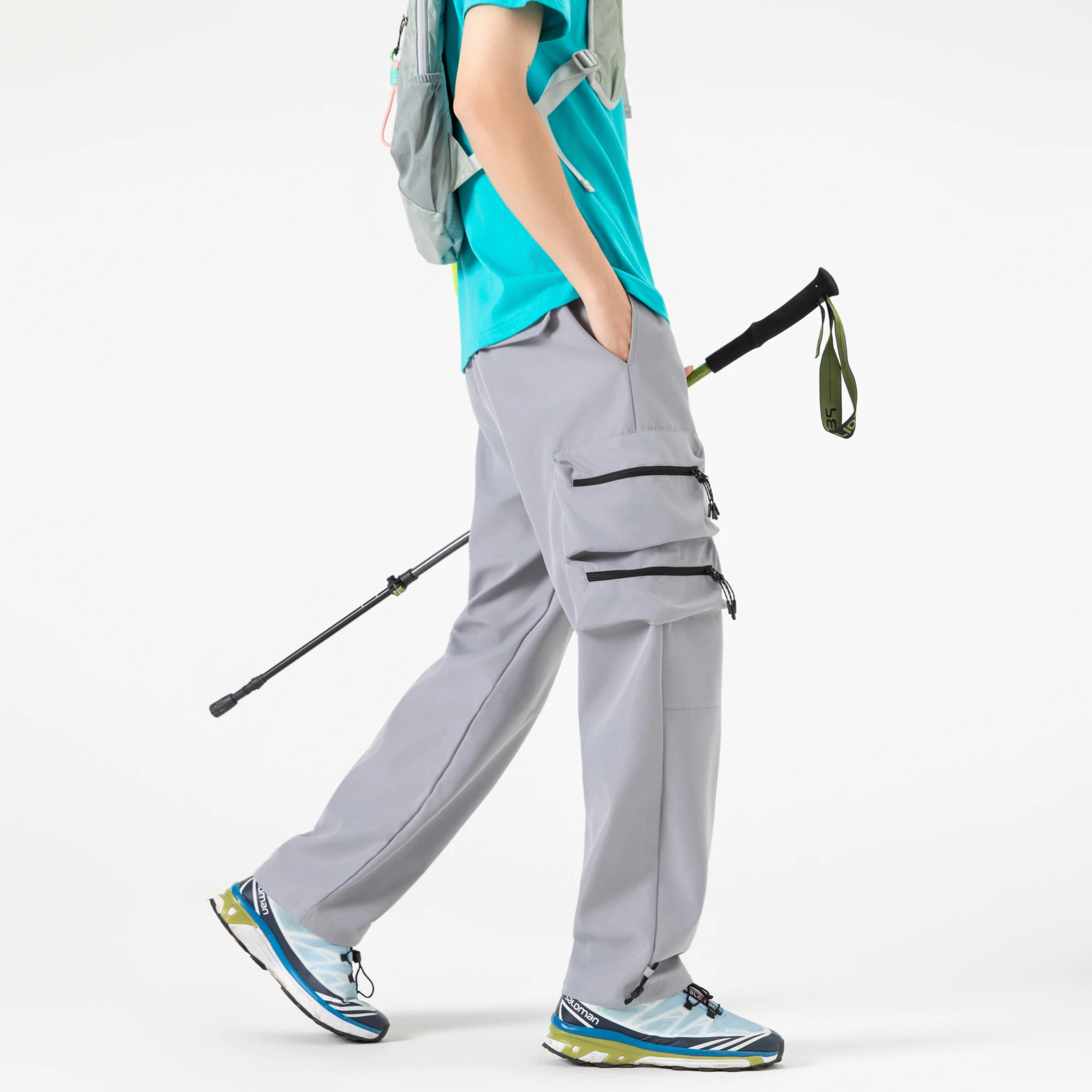 

Outdoor quick-drying, breathable, ice feel American workwear paratrooper pants for men loose drawstring sun protection long pant