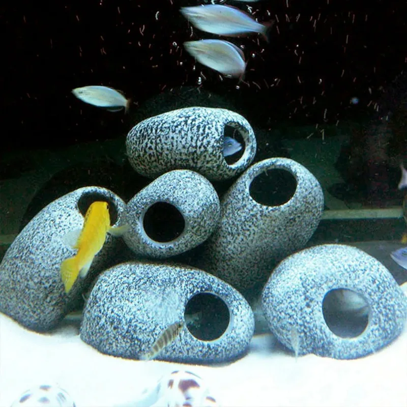 Pecute Ceramic Cave for Aquarium, Fish Tank, Pond Ornament, Shrimp Breeding, Akvaryum Stones,