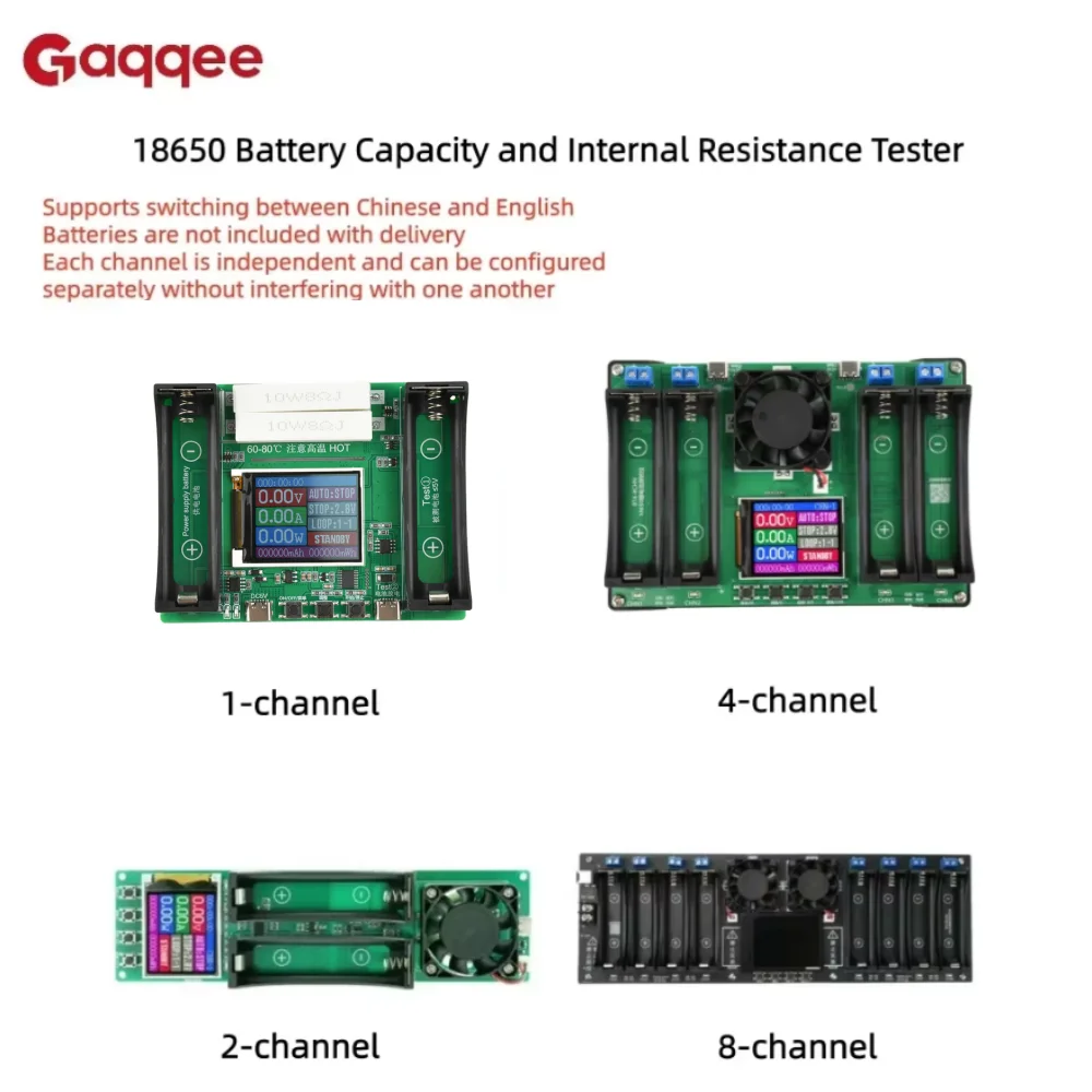 1/2/4/8-Channel 18650 Battery Capacity and Internal Resistance Tester Automatic Charge/Discharge Module Electronic Load Tester