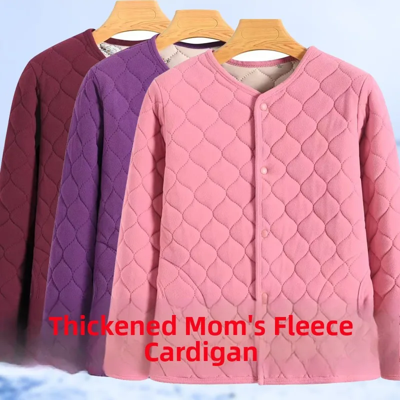 Thiened Winter Cotton Jaet Women's Casual Wear Inner Outer Wear Dervo Warm Loose Mommy Clothes Long Sve round Ne