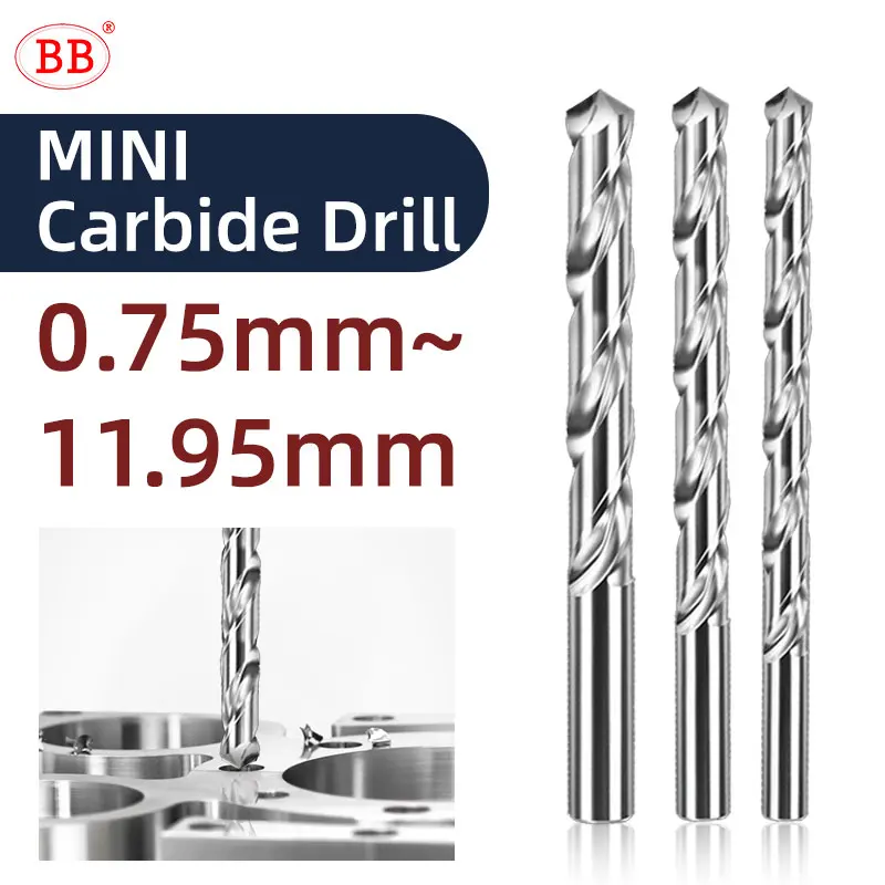 BB Carbide Drill 0.75mm-11.95mm Mini Bits CNC Hole Machining Tool for Aluminum 2.35 D1=D2 Diameter Two Decimal Places