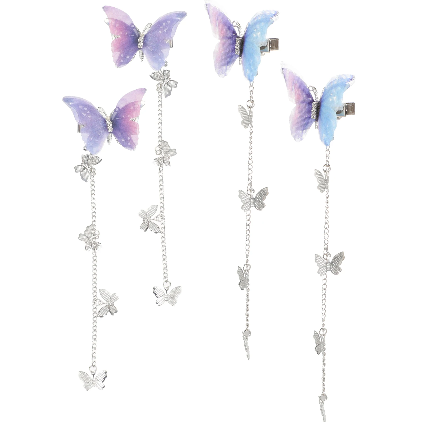

4pcs Butterfly Tassel Hair Clips Lightweight Comfortable Metal Material Daily Party Accessories Girls Hairpins