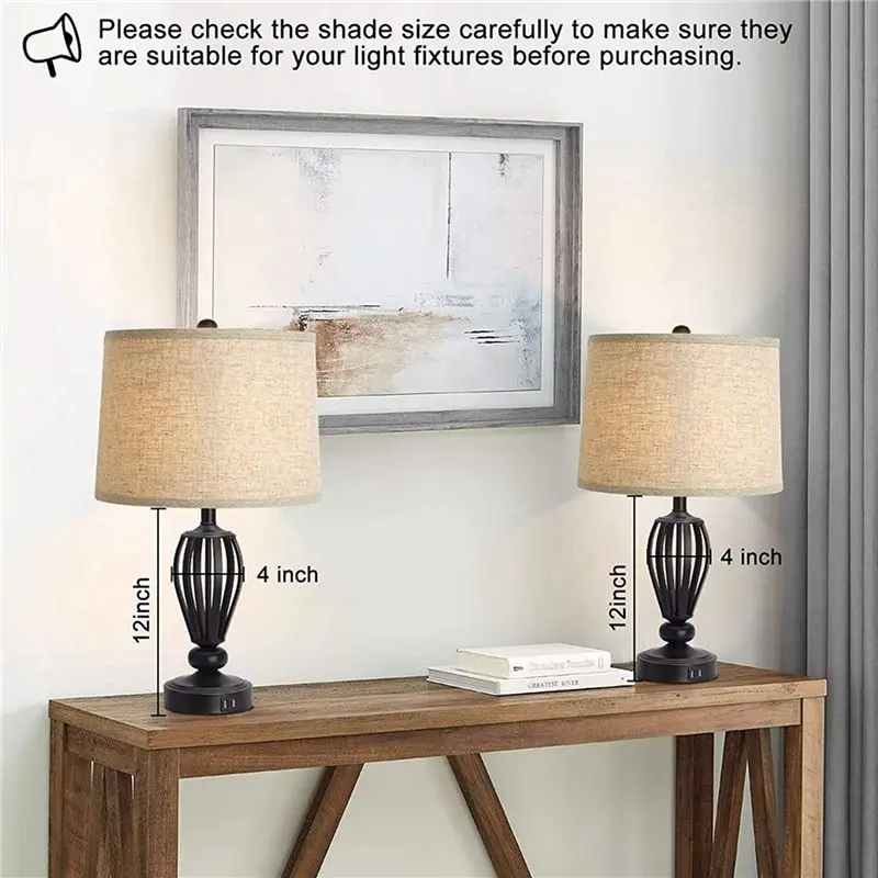 AEE8-Lamp Shades Natural Linen Lampshades 12.6X11.6X9.8Inch Fit For Table Lamp Floor Lamp A
