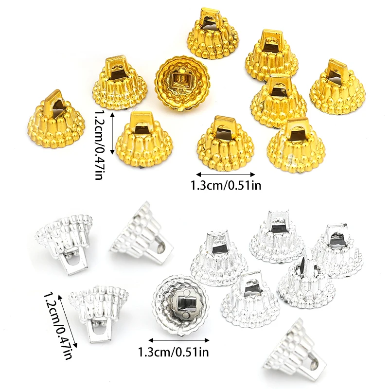100pc Gold Sliver Round Christmas Ornament Caps Hanger Strings Replacement Xmas Tree Ball Plastic Cap For New Year Home Diy
