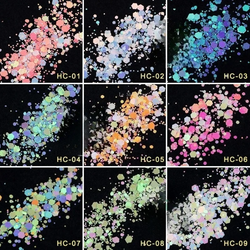 1Kg Solvent Resistant Mixed Large Sequins Color Hexagonal Glitter Powder DIY Epoxy Resin/Handbook/Handicraft Decoration Pigment