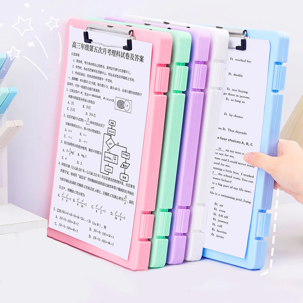 Large-Capacity A4 Clipboards File Folder Box Sturdy Plate Clip Design Multi-functional for Efficient Paper Storage for Students