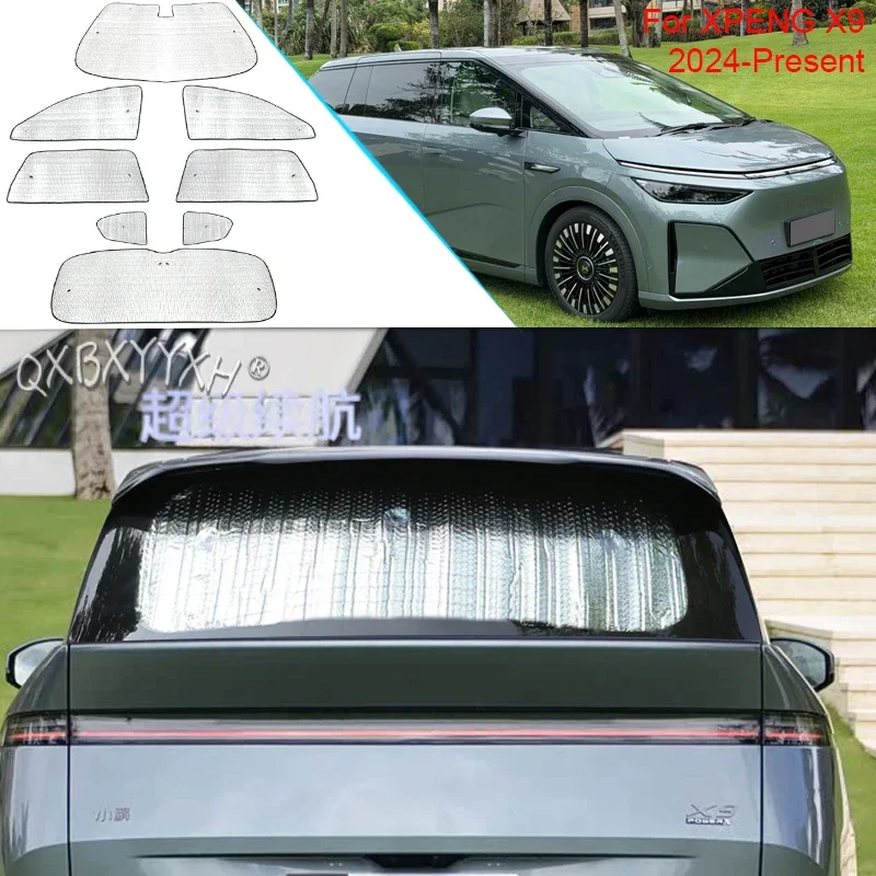 Car Aluminum Foil Sun Shade For XPENG X9 2026-Present Foldable UV Heat Insulation Windshield Sunshades Auto Protect Cover