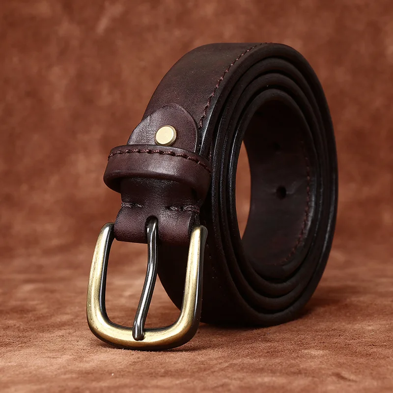 

3.3CM wide washed vintage distressed frosted top layer cowhide belt men's genuine leather casual jeans belt