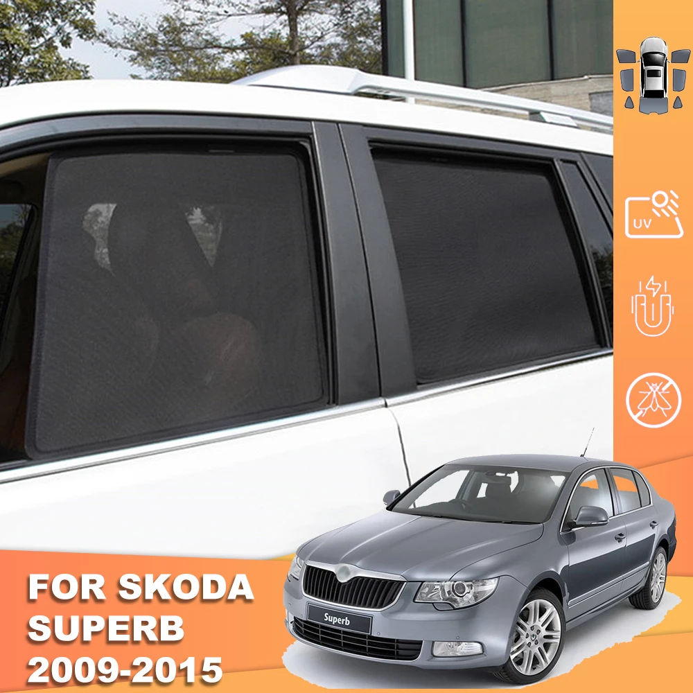 For Skoda Superb Mk2 Sedan 2008-2015 Magnetic Car Sunshade Visor Front Windshield Frame Curtain Side Window Sun Shade Shield