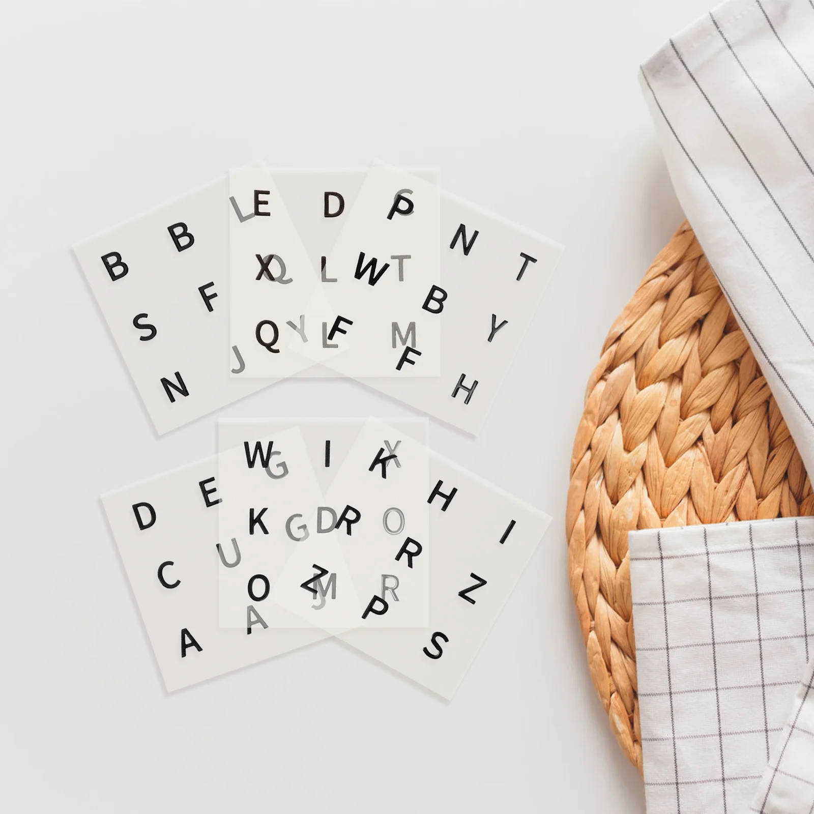 

6pcs Puzzle Stickers Large Print Black Letters Pvc Decal Cube Letter Sticker For Low Vision Auxiliary Cube Stickers