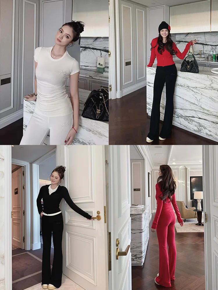 

Faionable ort Knitted Sweater And Casual Pants Set for Women Spring 2026 New Arrival Tee-piece Set Versatile And Sli