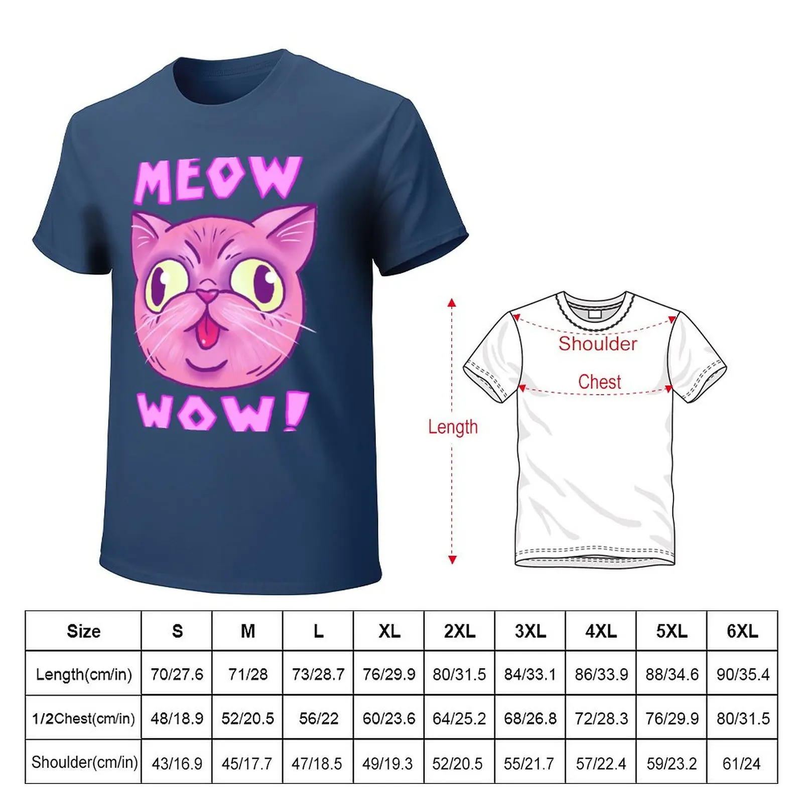 Meow WOW T-Shirt blacks oversizeds mens big and tall t shirts