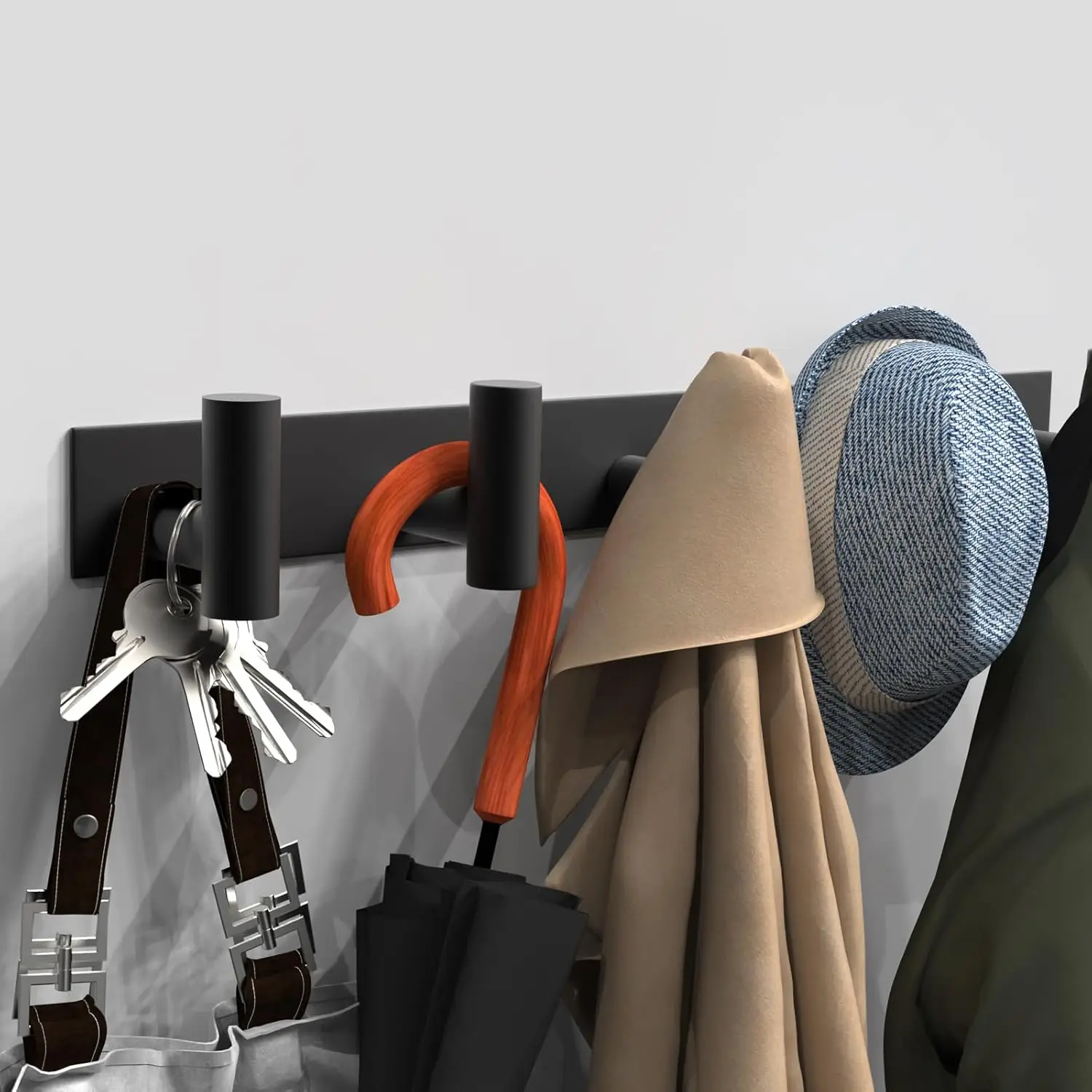

Настенная вешалка Black Hat and Coat с 5 крючками для халатов, сумок, ключей и полотенец, органайзер для ванной комнаты (2 шт.)