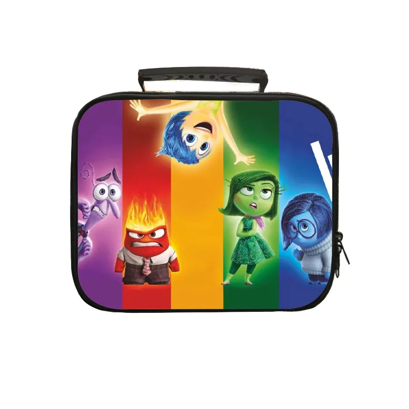 Inside Out 2 Lunchtaschen, niedliche Cartoon-Animation, Filmperipheriegeräte, Angst, Traurigkeit, Wut, Freude, Picknicktaschen, tragbare Lunchboxen