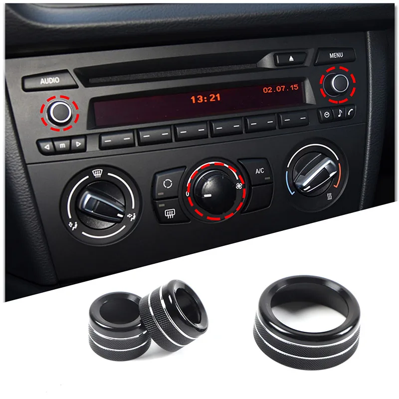 For BMW X1 E84 2013 2014 2015 Aluminum alloy Car Volume Adjustment Ring Air Conditioning Knobs Audio Circle Trim Car Accessories