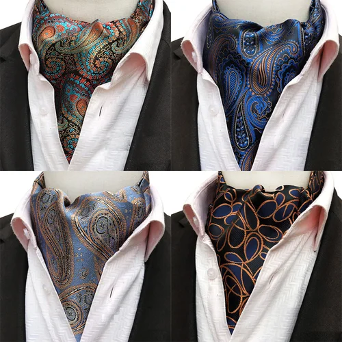 Corbata Ascot para hombre, corbatas florales de Cachemira para hombre, corbata tejida de poliéster Jacquard para boda, accesorios para fiesta de negocios