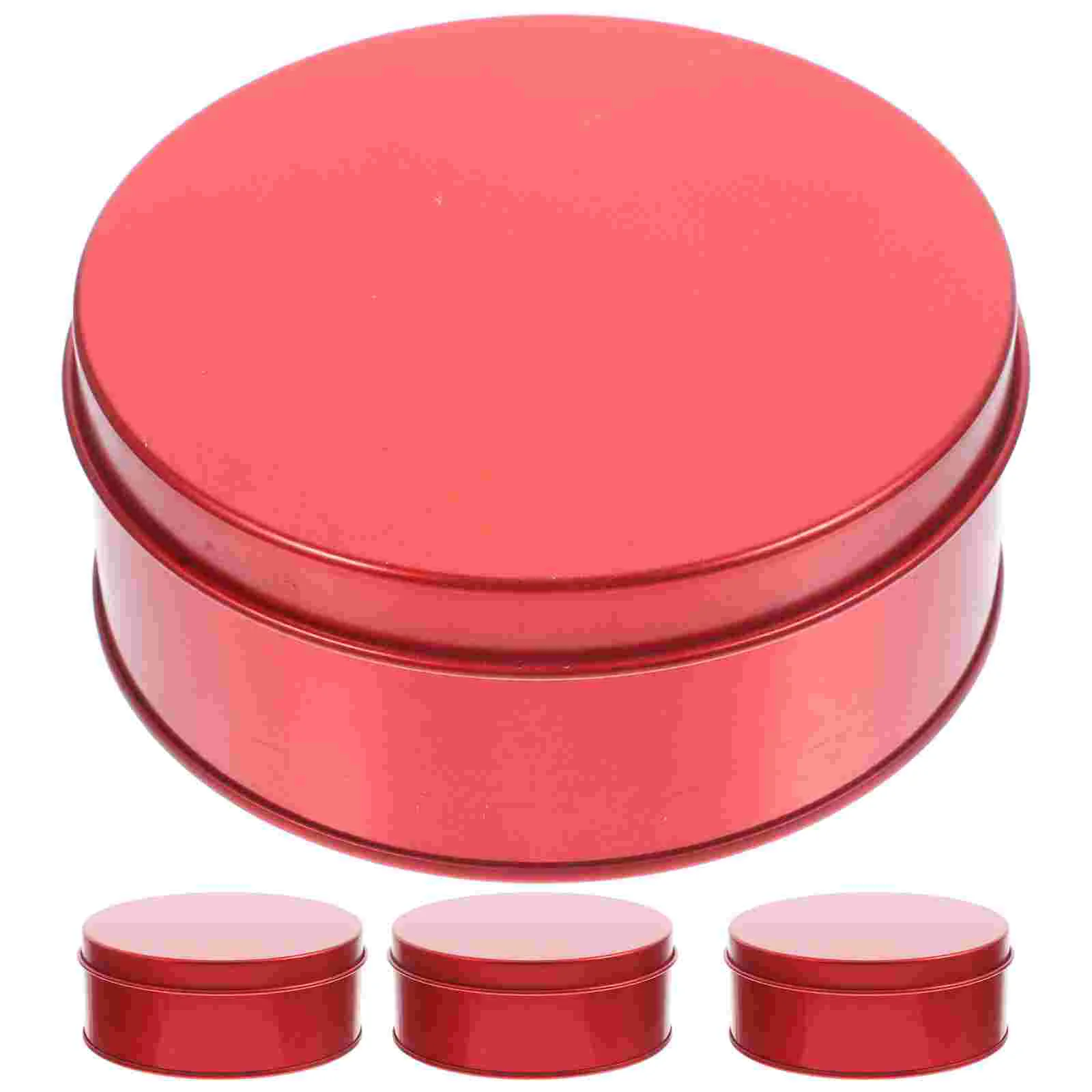 

4 Pcs Biscuit Box Candy Cookie Tins Boxes Jar Round Empty Cans Small with Lids Tinplate for Cookies Party