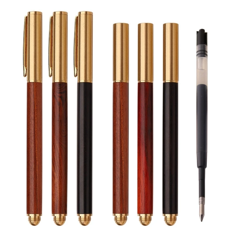 

Бизнес-ручка для подписи, деревянная ручка для подписи, шариковая ручка, деревянная гелевая ручка, плавное письмо, сменные для