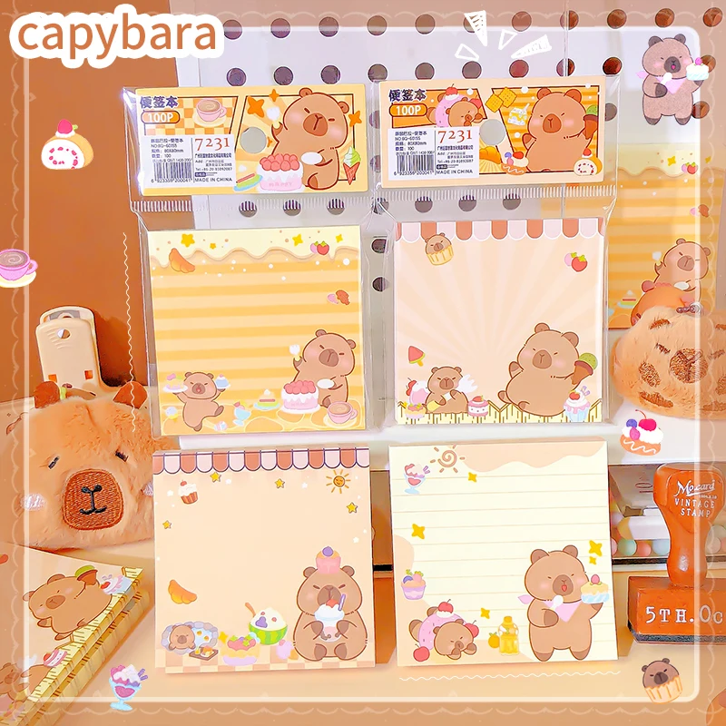 Kawaii artigos de papelaria diário suprimentos planejador escritórios acessórios bloco de notas caderno papel zero capivara bloco de notas coisas escolares