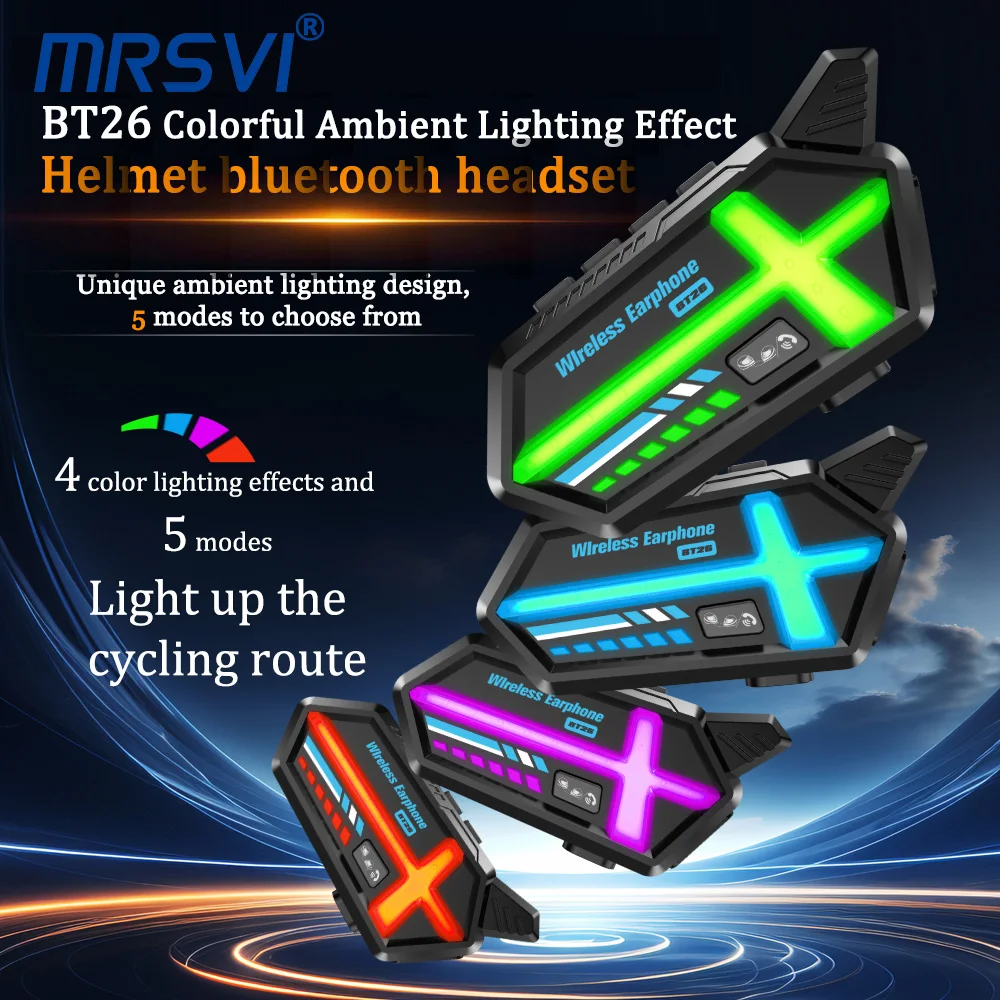 

MRSVI BT26 Bluetooth Motorcycle Helmet Intercom Wireless 1000Mah Strong Magnetic Attraction With Ambient Light