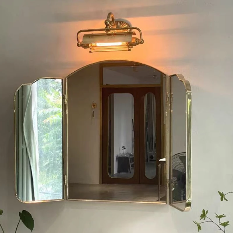 

Retro tri-fold feng shui mirror, bathroom, cosmetic mirror, hotel entrance foldable vanity mirror