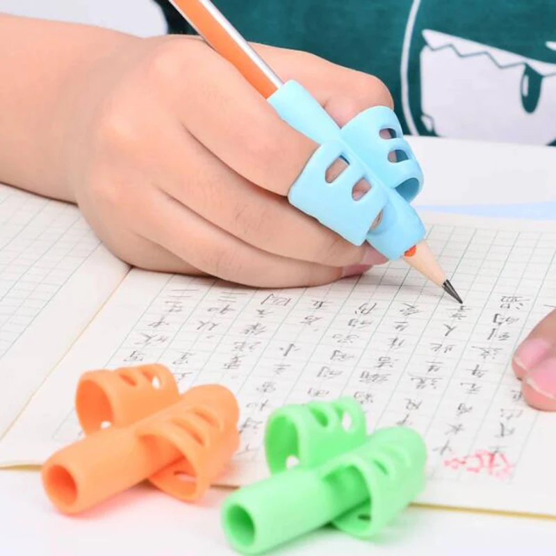 1pc Two-Finger Pen Holder Children Writing Pencil Bracket Pan Practice Silicone Grip To Help Students Finger Positioning Device