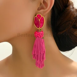 New Boho Vintage Ethnic Style Long Tassel Drop Earrings For Women Luxury Elegant Jewelry Holiday Popular Accessories Girl Gift