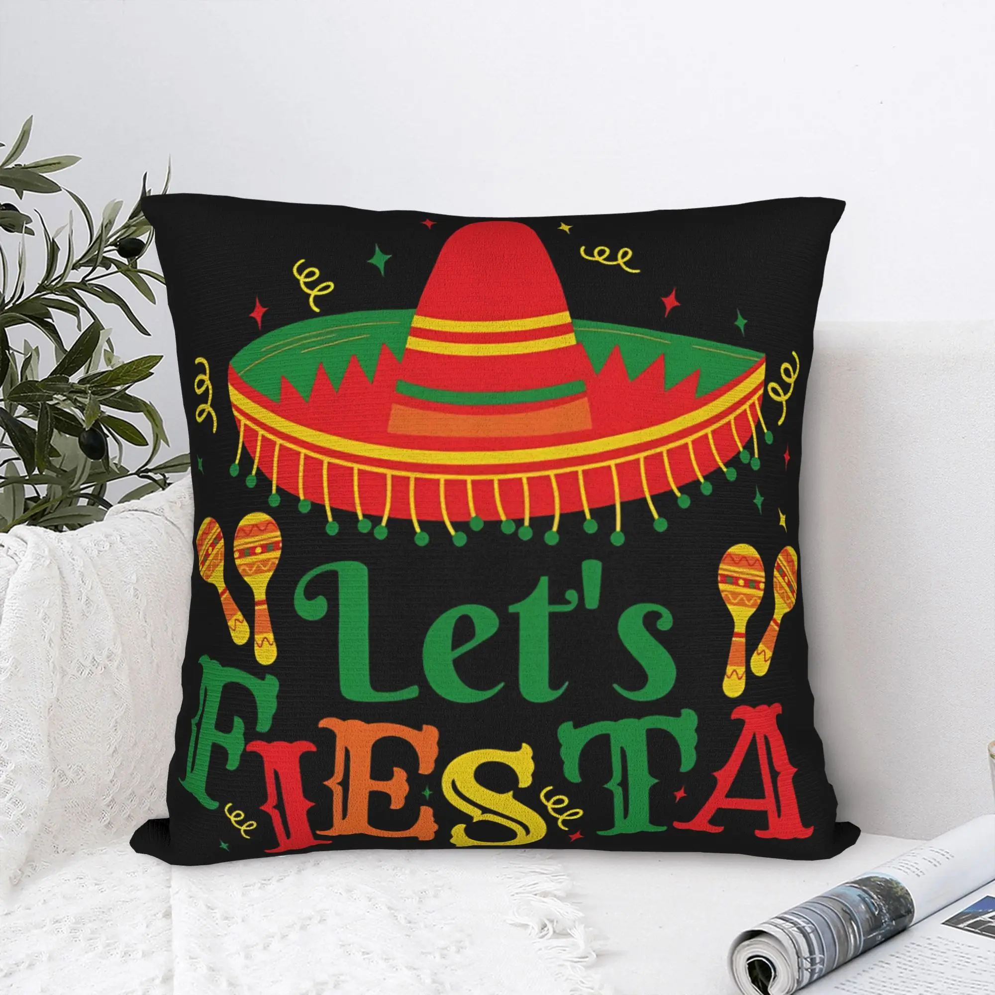 Pillow Cover Let's Shift Party Fiesta Mexican Amigo Cinco De Mayo Trendy Pillow Case For Sofa Couch Bed Living Room Pillowcases
