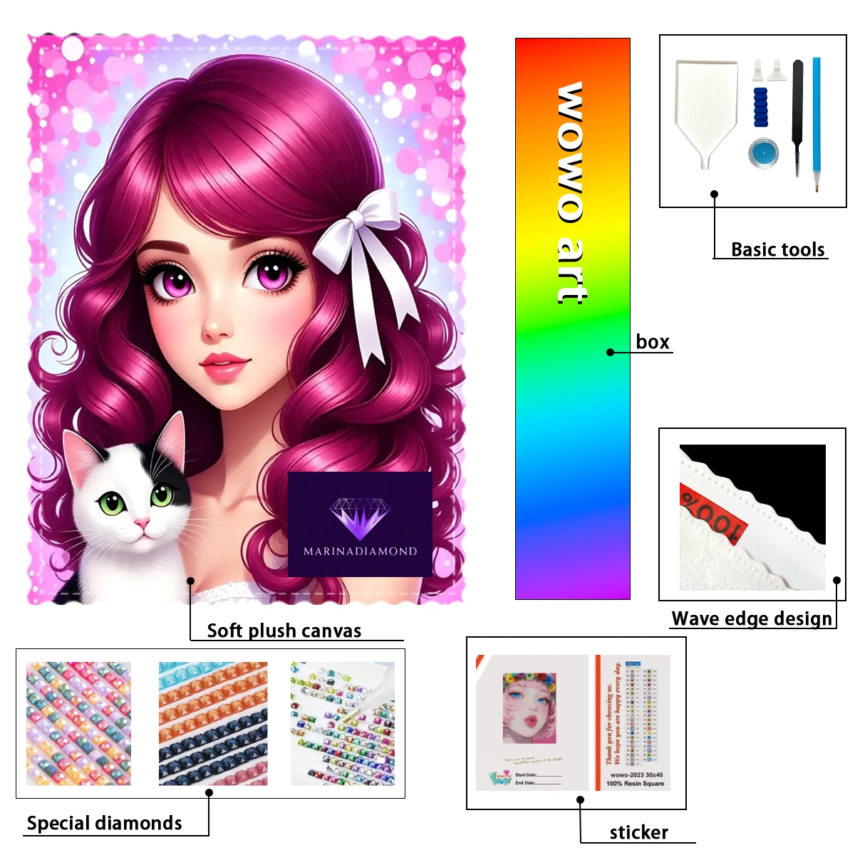 

【MARINA Diamond Art】The female owner of the kitten Crystal AB Rhinestone FD Rhinestone Perfect Resin Diamond