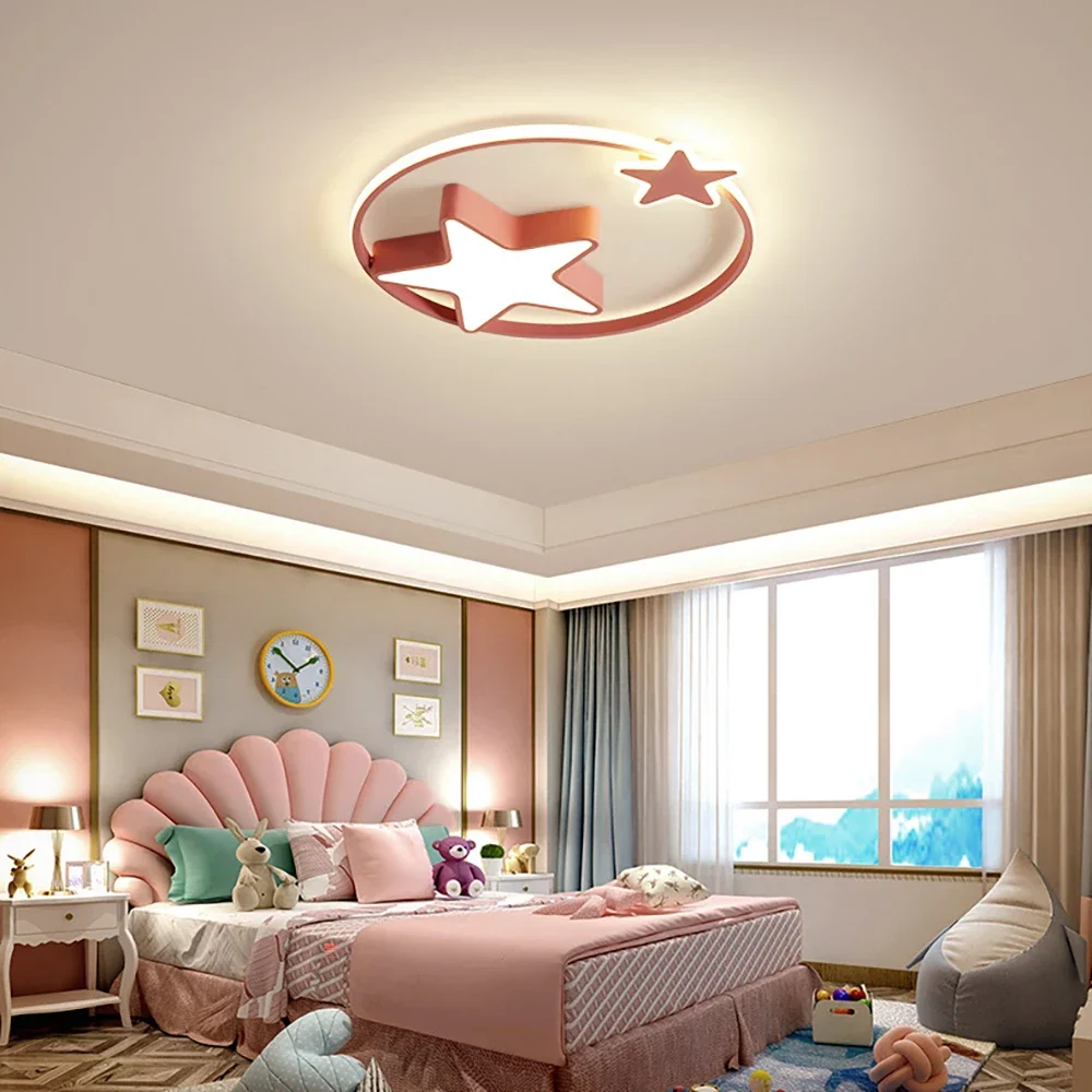

Modern LED Ceiling Light Pink/White Children's Room Ceiling Light Creative Starry Sky Remote Control Dimming Indoor Lighting