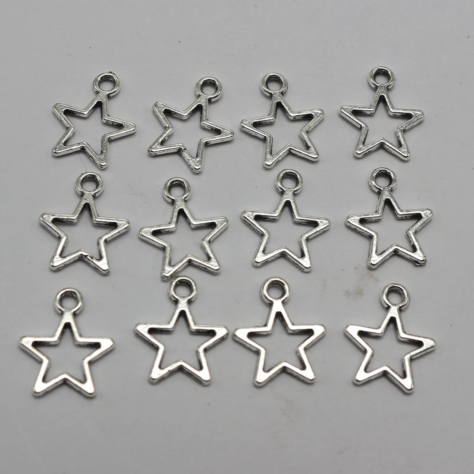 100 Tibet Silver Pentagram Star Charm Pendants 15X12mm Craft DIY Jewelry Making