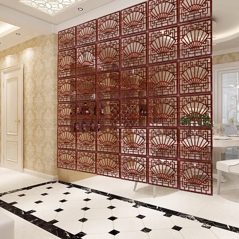 Guest Room Hanging Screen Partition, Wood Color Foldable Partition, Living Room Entrance, Office, Simple Chinese Hollow Screen