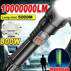 High Strong Power Led Flashlights 2000LM Tactical Torch with Display Light USB Charging Camping Fishing Emergency Zoom Lantern