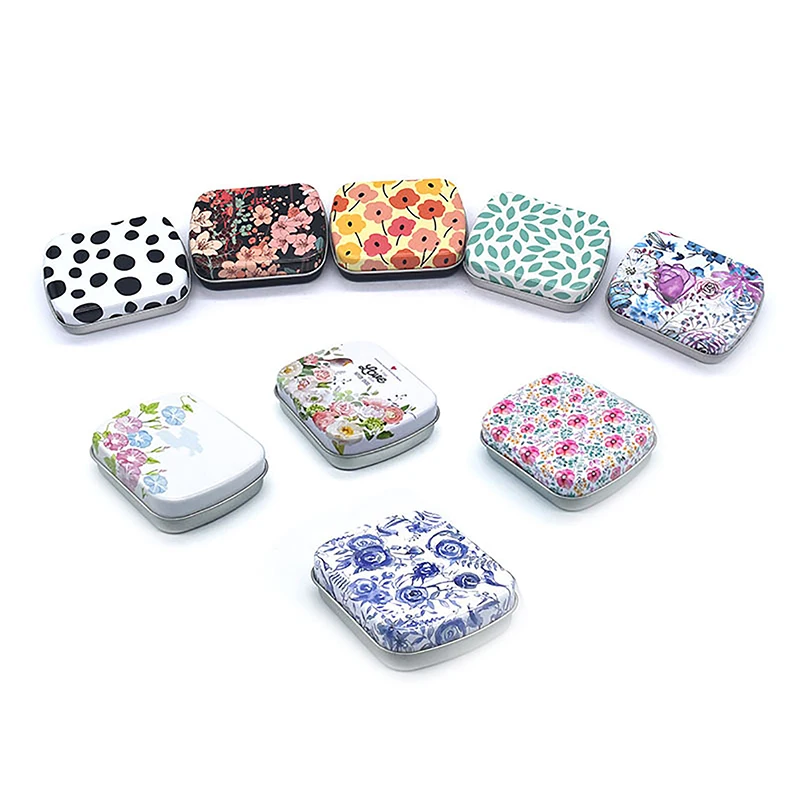 1Pc Mini Tin Box With Lid Portable Colorful Sealed Jar Rectangular Tinplate Cases Candy Pill Jewelry Storage Box Container Cans image 4