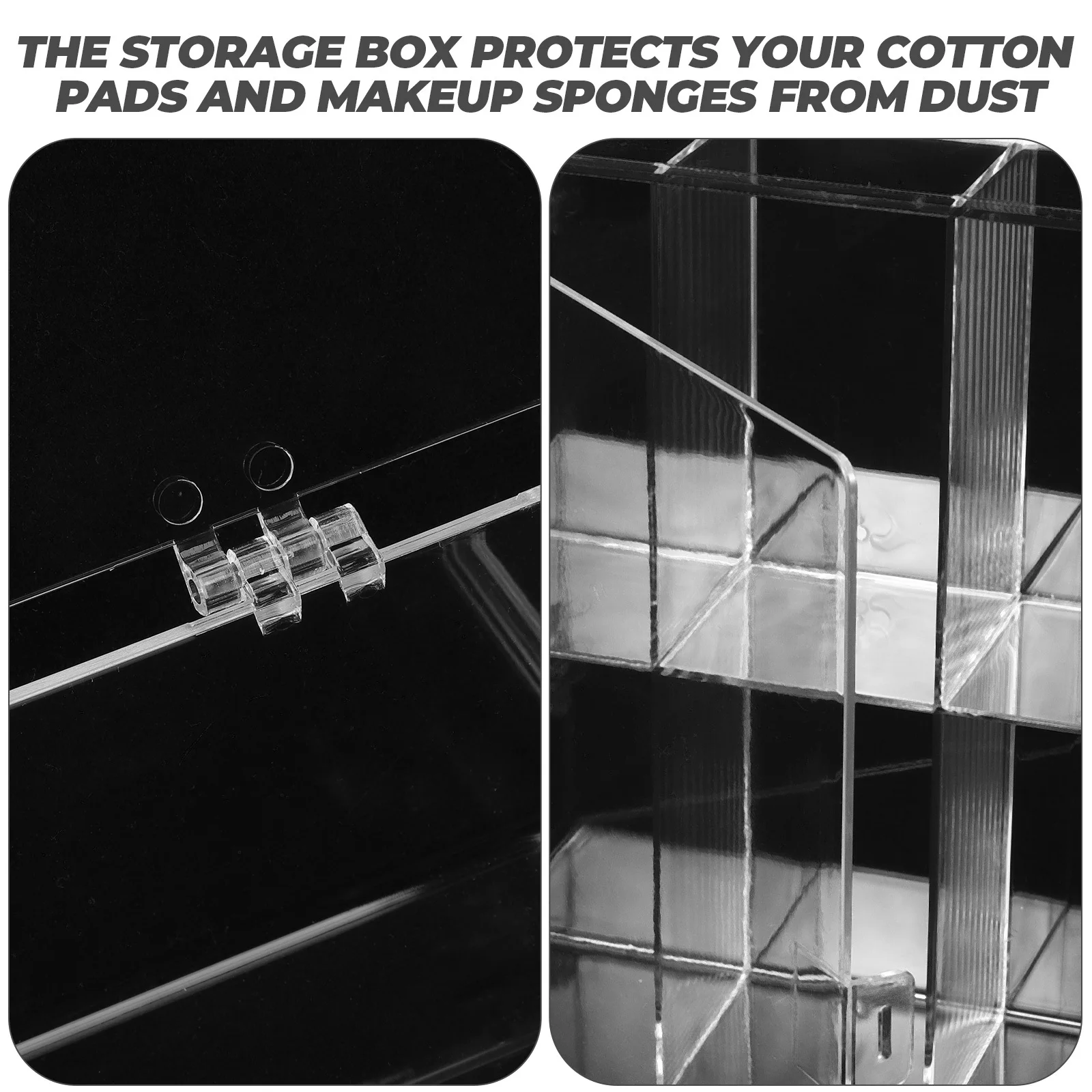 

Household Cotton Pad Holder Multi-Compartments Acrylic Storage Box Clear Lid Desktop Makeup Organizer Cotton Pad Holder