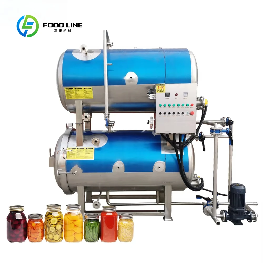 300ml Glass Jar/Glass Bottles 121℃ Food Double Tank Retort Sterilizer for Factory Use Customized