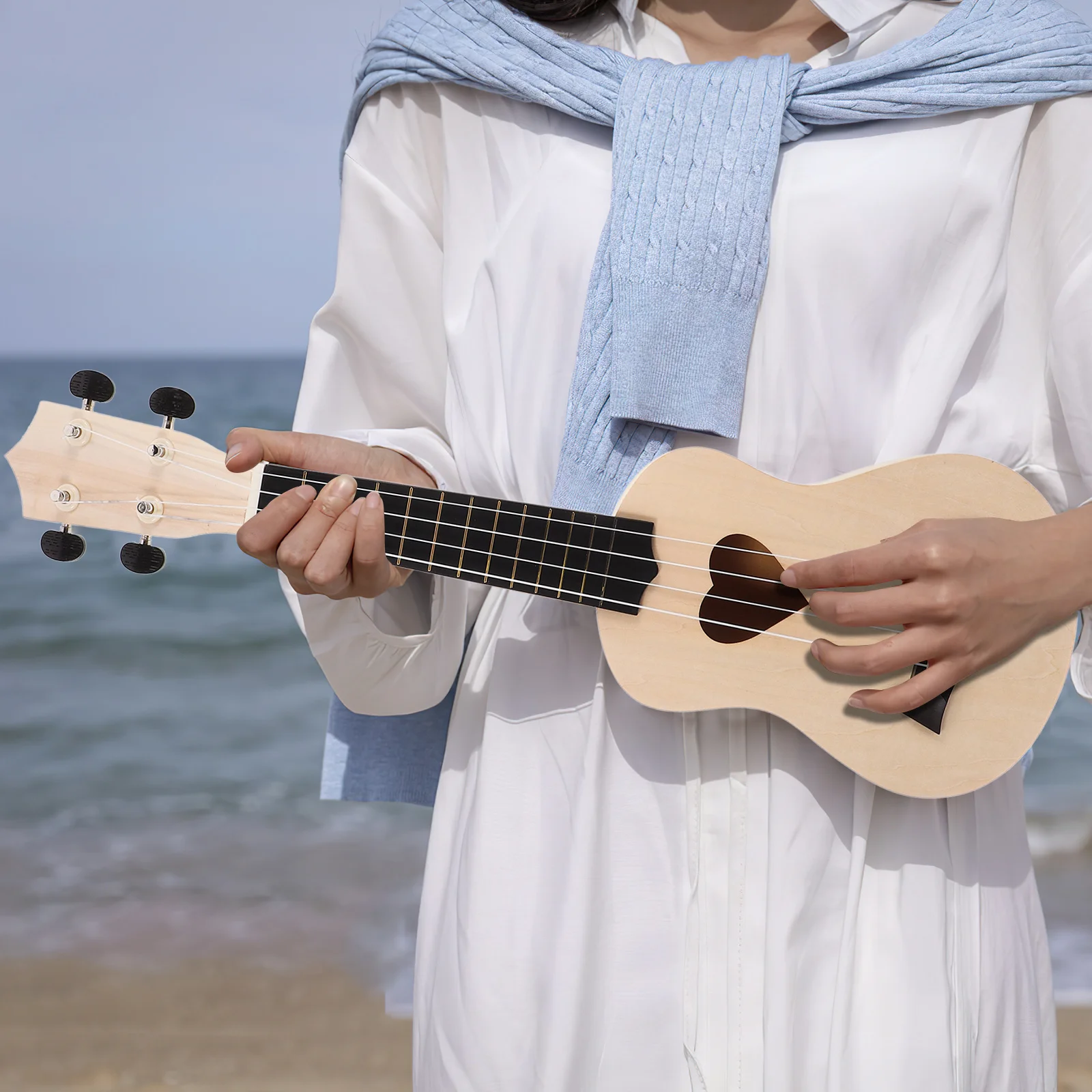 

1Set DIY Wooden Ukulele Kit Blank Small Guitar Musical Graffiti Painting DIY Craft Set Painting Toy Graffiti Toy