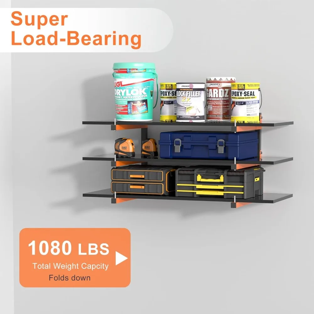 جديد - حامل حائط على الحائط، رف تخزين الخشب، رفوف تخزين خشبية شديدة التحمل مع نظام 9 مستويات، كمية بديلة 1080 رطل